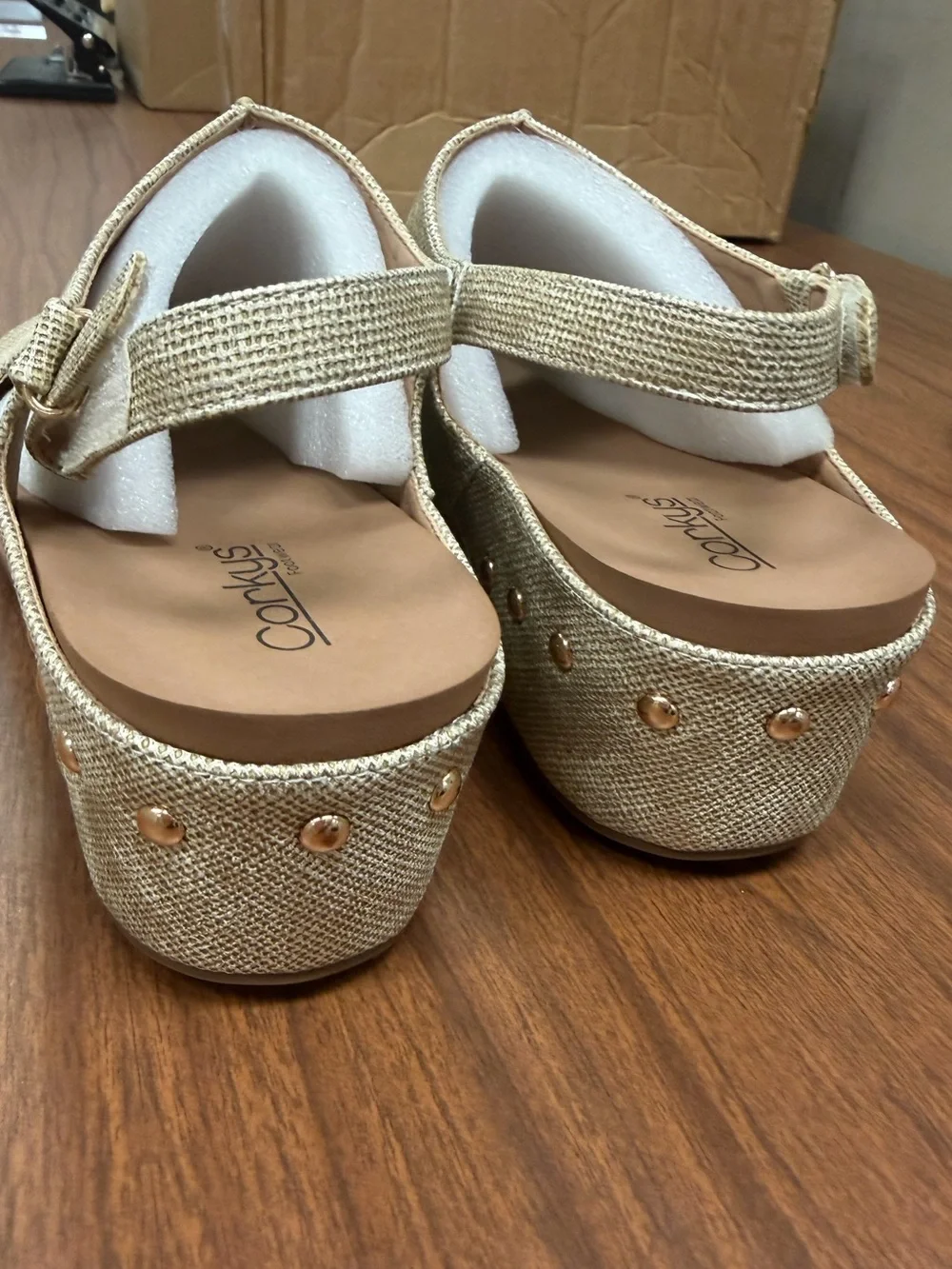 Corkys Metallic Gold Open-Toe Slingback Sandals